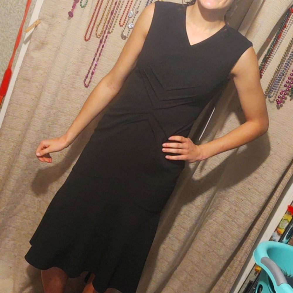 Calvin Klein Fit & Flare Sheath Dress Black 2 - Picture 6 of 15
